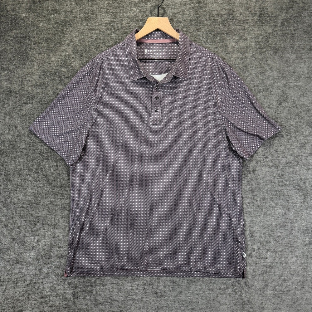 7 Diamonds Pierson Polo Shirt Golf 4 Way Stretch Purple Geometric Mens XL